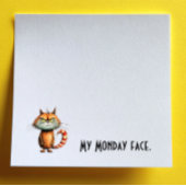Unhappy Orange Cartoon Cat My Monday Face Post-it® Notes
