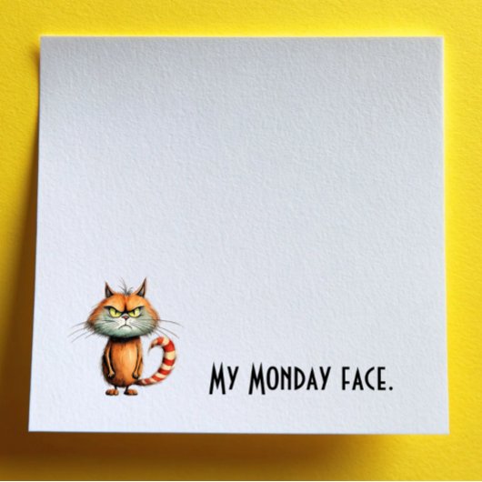 Unhappy Orange Cartoon Cat My Monday Face Post-it® Notes