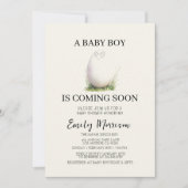 Unhatched Egg en Baby Boy komt naar het Baby showe Kaart (Voorkant)