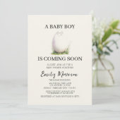 Unhatched Egg en Baby Boy komt naar het Baby showe Kaart (Staand voorkant)