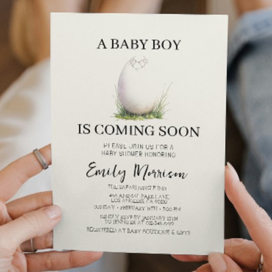 Unhatched Egg en Baby Boy komt naar het Baby showe Kaart