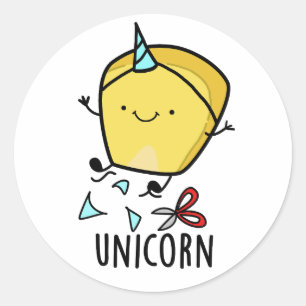 Uni-corn Funny Corn Pun Ronde Sticker