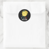 Uni-corn Grappige Maan Pun Donkere BG Ronde Sticker (Tas)
