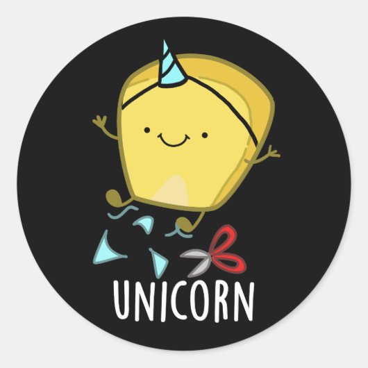 Uni-corn Grappige Maan Pun Donkere BG Ronde Sticker (Voorkant)