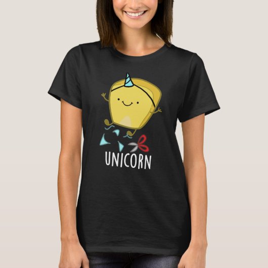 Uni-corn Grappige Maan Pun Donkere BG T-shirt (Voorkant)
