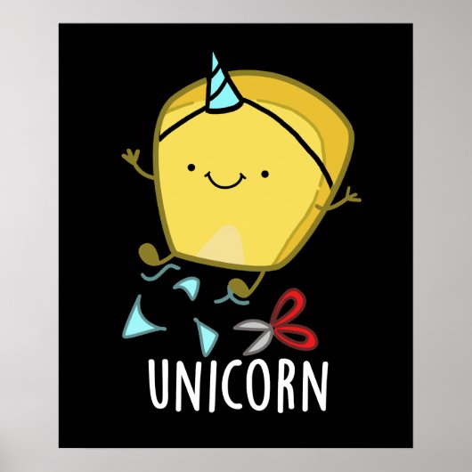 Uni-corn Grappige Mays Woordspeling Donkere BG Poster (Voorkant)