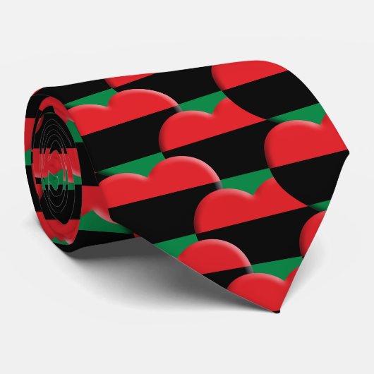 Unia Flag Hearts & Pan African Flag / Kwanzaa Stropdas (Opgerold)