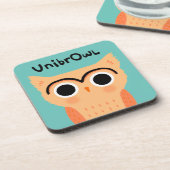 UnibrOwl | Funny Cute Eyebrows Owl Bier Onderzetter (Linkerzijde)