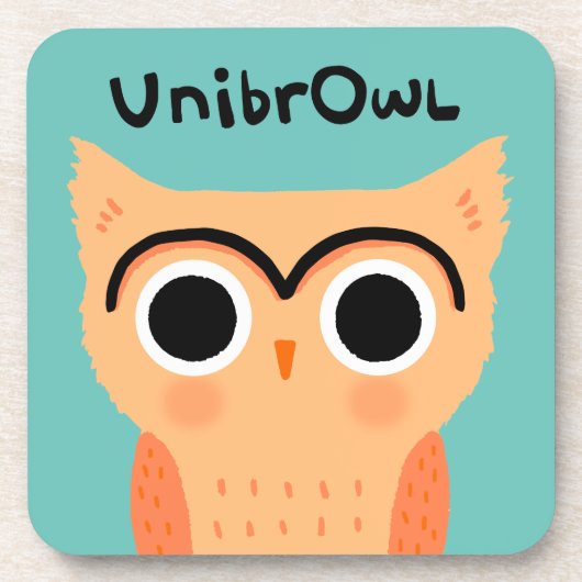 UnibrOwl | Funny Cute Eyebrows Owl Bier Onderzetter (Voorkant)