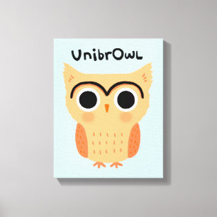 UnibrOwl   Funny Cute Eyebrows Owl Canvas Afdruk