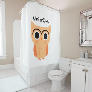 UnibrOwl Funny Cute Eyebrows Owl Douchegordijn