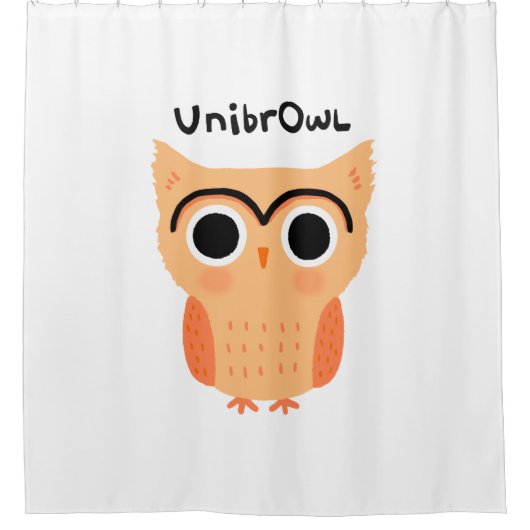 UnibrOwl | Funny Cute Eyebrows Owl Douchegordijn (Voorkant)