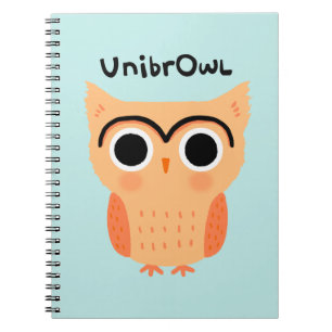 UnibrOwl   Funny Cute Eyebrows Owl Notitieboek