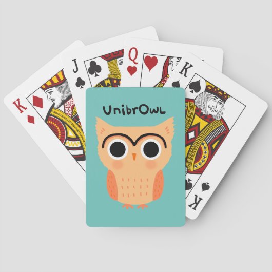 UnibrOwl | Funny Cute Eyebrows Owl Pokerkaarten (Achterkant)