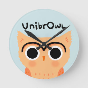 UnibrOwl Funny Cute Eyebrows Owl Ronde Klok