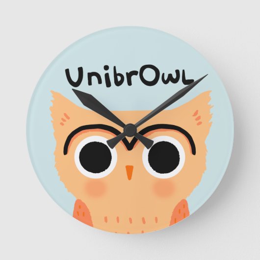 UnibrOwl | Funny Cute Eyebrows Owl Ronde Klok (Voorkant)