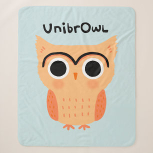 UnibrOwl Funny Cute Eyebrows Owl Sherpa Deken