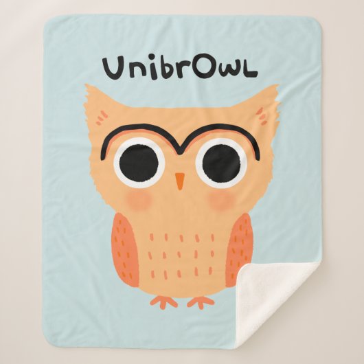 UnibrOwl | Funny Cute Eyebrows Owl Sherpa Deken (Voorkant)