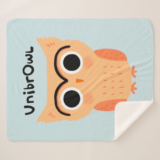 UnibrOwl | Funny Cute Eyebrows Owl Sherpa Deken (Voorkant (horizontaal))