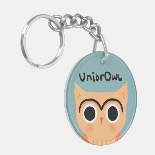 UnibrOwl | Funny Cute Eyebrows Owl Sleutelhanger (Voorkant Links)