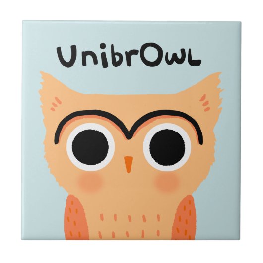 UnibrOwl | Funny Cute Eyebrows Owl Tegeltje (Voorkant)