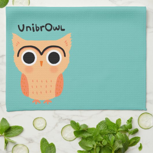 UnibrOwl | Funny Cute Eyebrows Owl Theedoek (Gevouwen)