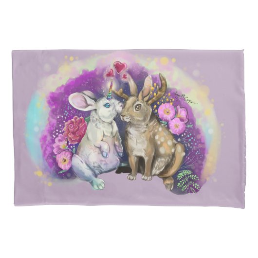 Unibunny Kisses Jackalope Magical Love Kussensloop (Voorkant)