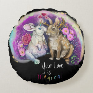 Unibunny Kisses Jackalope Magical Love Rond Kussen