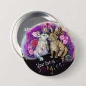 Unibunny Kisses Jackalope Magical Love Ronde Button 7,6 Cm (Voorkant /achterkant)