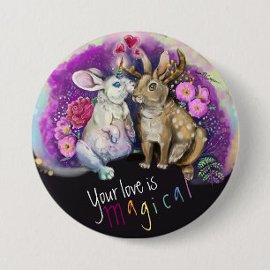 Unibunny Kisses Jackalope Magical Love Ronde Button 7,6 Cm