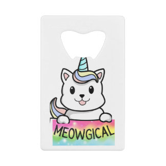 Unicat Caticorn Meowgical Unicorn Cat Mannen Creditkaart Flessenopener