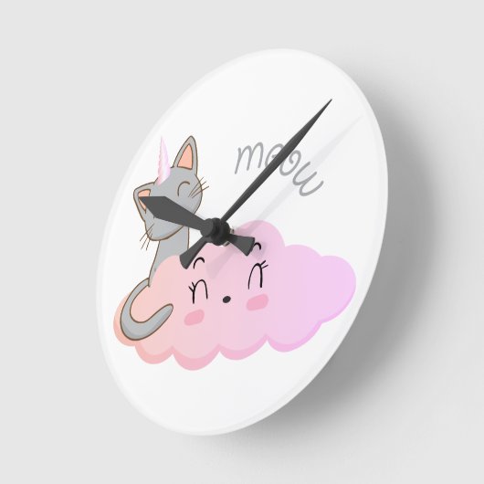 unicat cloud meow-klok ronde klok (Hoek)