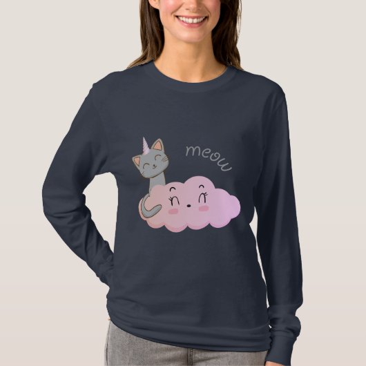 Unicat Cloud Meow-shirt T-shirt (Voorkant)