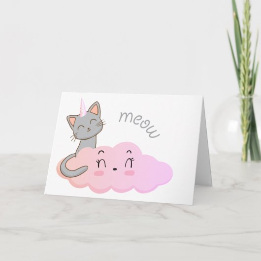 Unicat Cloud Meow-wenskaart Kaart (Voorkant)