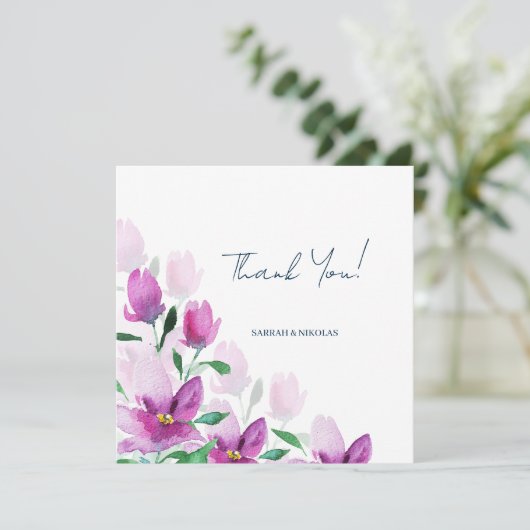 Uniciteit Van Violet Watercolor Kunst Bloemen Bedankkaart (Staand voorkant)