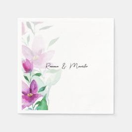 Uniciteit Van Violet Watercolor Kunst Bloemen Servet