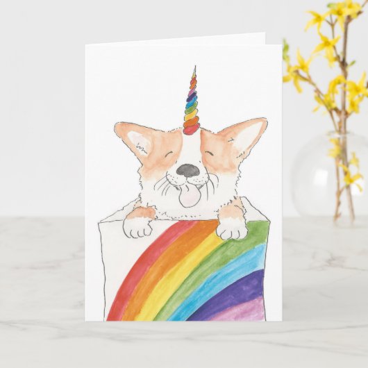 Unicorgi-kaart Kaart (Gele Bloem)