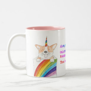 Unicorgi tweekleurige mok van de regenboog