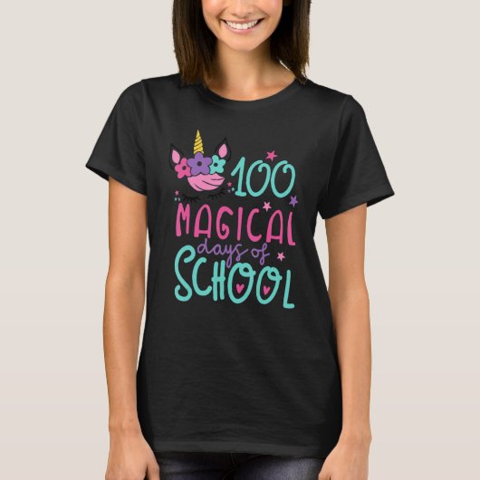 Unicorn 100 Magical Days Of School Happy 100th Sch T-shirt (Voorkant)