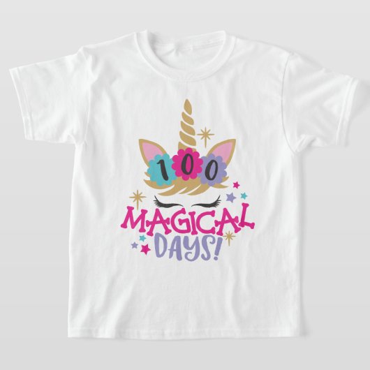 Unicorn 100 Magische Dagen van School T-Shirt (Laagn)