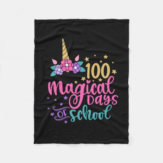 Unicorn 100 magische schooldagen fleece deken (Voorkant)