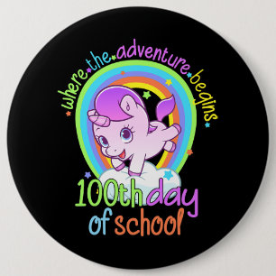 Unicorn 100e dag schoolleraar 100 dagen slim ronde button 6,0 cm