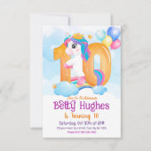 Unicorn 10th Birthday Invitation Kaart (Voorkant)