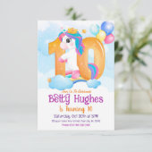 Unicorn 10th Birthday Invitation Kaart (Staand voorkant)