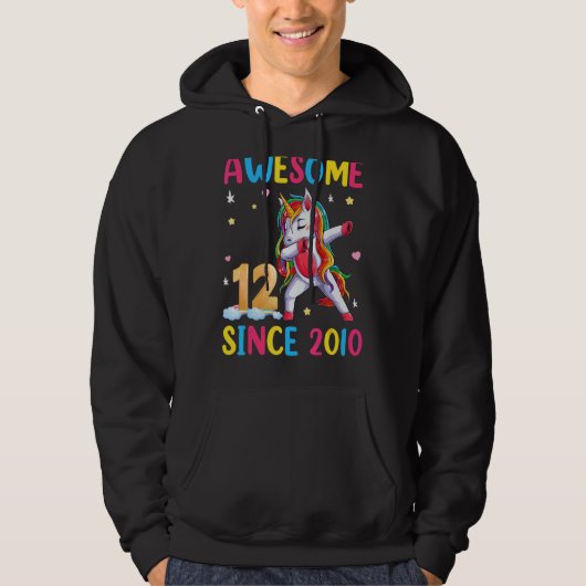 Unicorn 12e geboortedag, Geweldige 12 Hoodie (Voorkant)