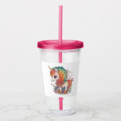UNICORN 16oz, Fuchsia Roze Acryl Drinkbeker (Voorkant)