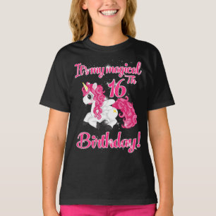 Unicorn 16th Birthday Party Shirt Girl 16 Years Ol