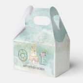 Unicorn 1e verjaardag Gold Aqua Pink Bedankdoosjes (Achterkant)