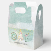 Unicorn 1e verjaardag Gold Aqua Pink Bedankdoosjes (Geopend)