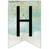 Unicorn 1e verjaardag Gold Aqua Pink Napkins Vlaggetjes (Tweede vlag)